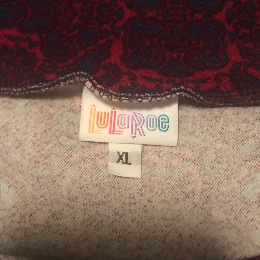 LuLaRoe Cassie Pencil Skirt Red & Blue Size XL - Picture 4 of 4
